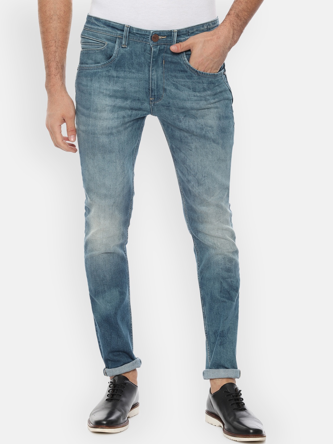 

V Dot Men Blue Skinny Fit Mid-Rise Clean Look Stretchable Jeans