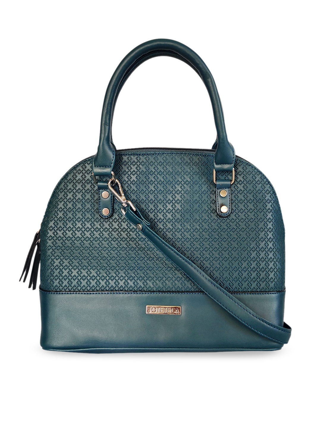 

Toteteca Teal Green Textured Handheld Bag