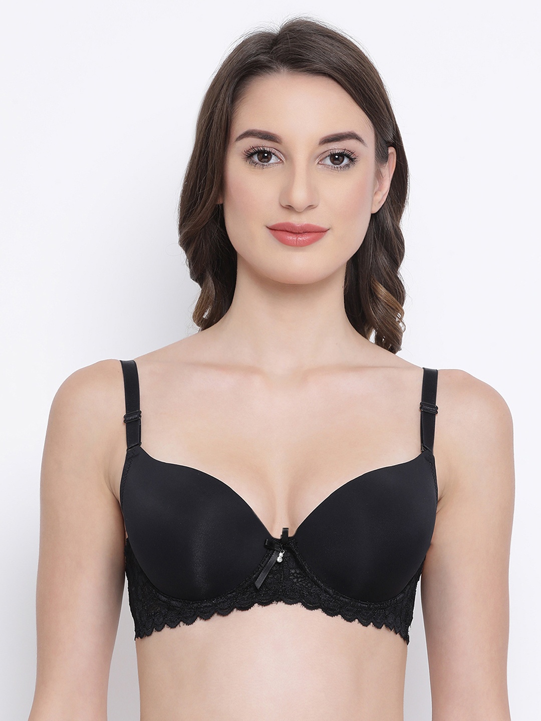 

Clovia Black Solid Padded Wired Multiway Tshirt Bra BR1978P1334B