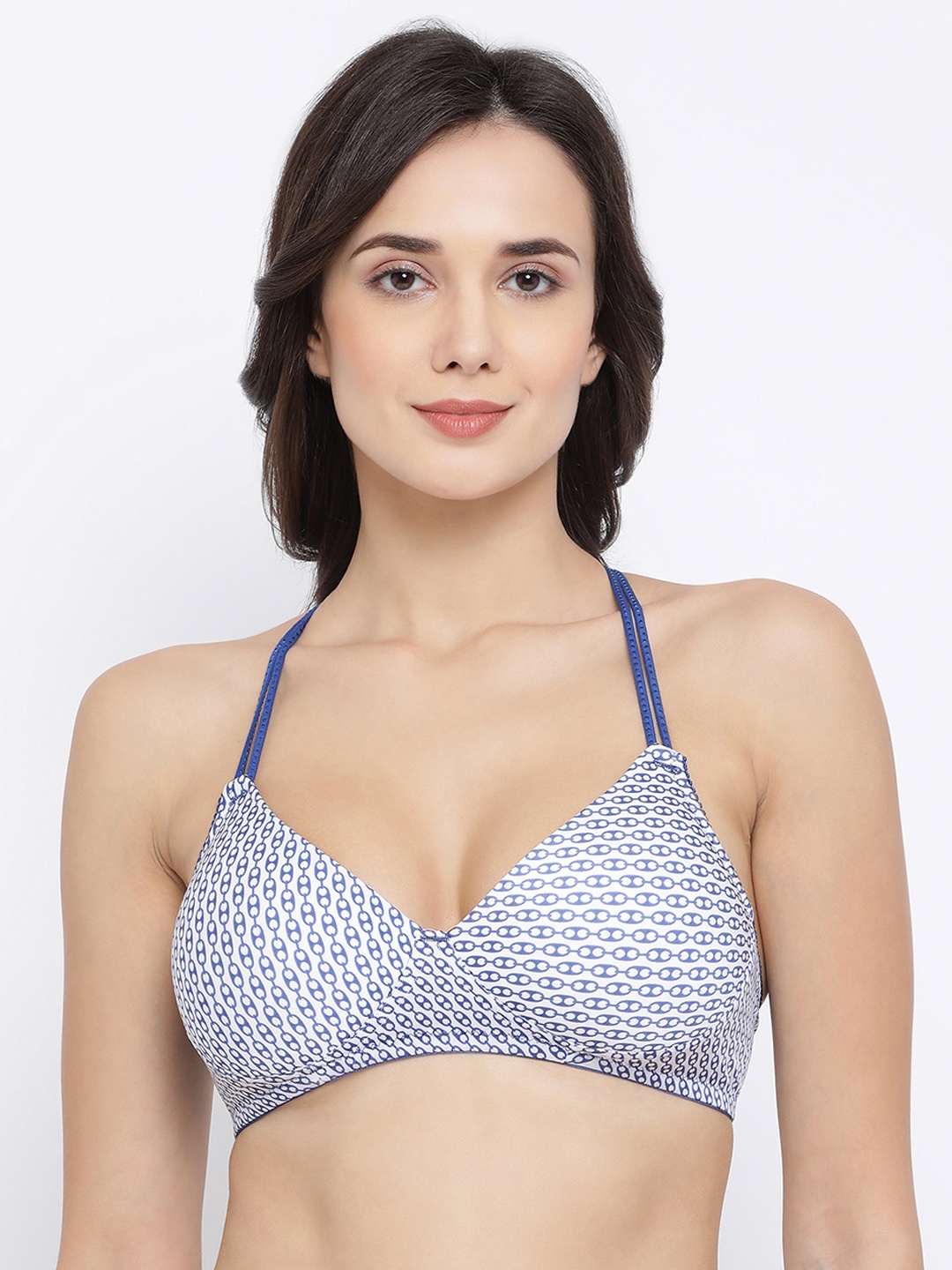 

Clovia White Printed Non-Wired Lightly Padded T-shirt Bra BR1437P18