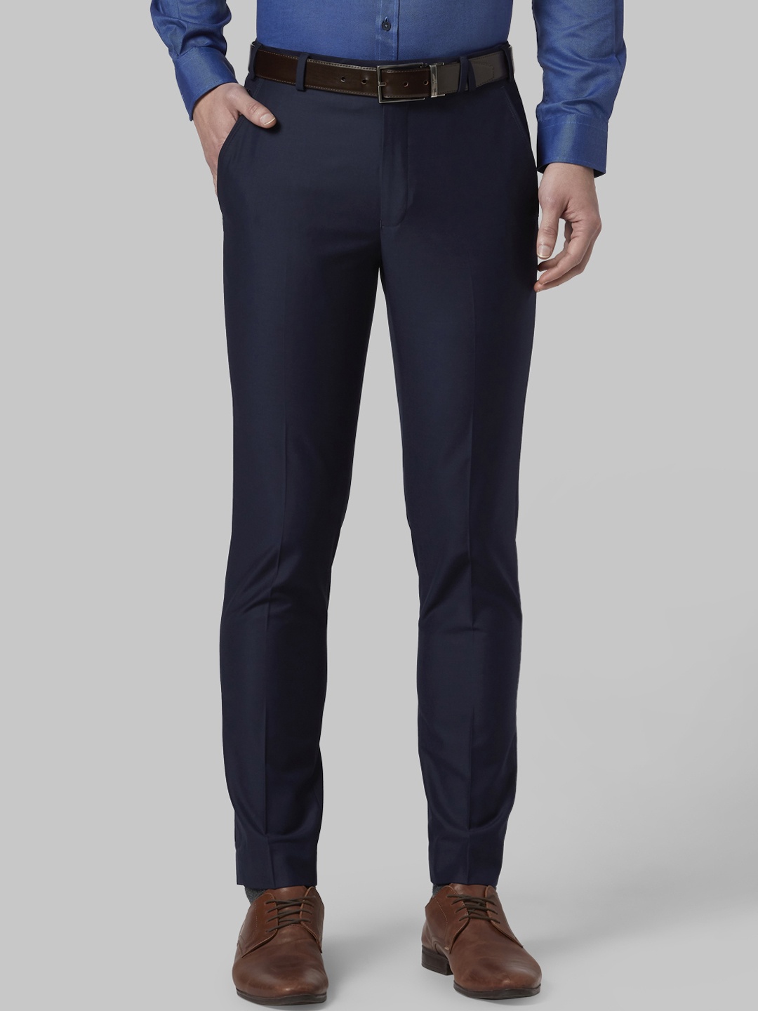 

Park Avenue Men Navy Blue Solid Regular Fit Formal Trousers