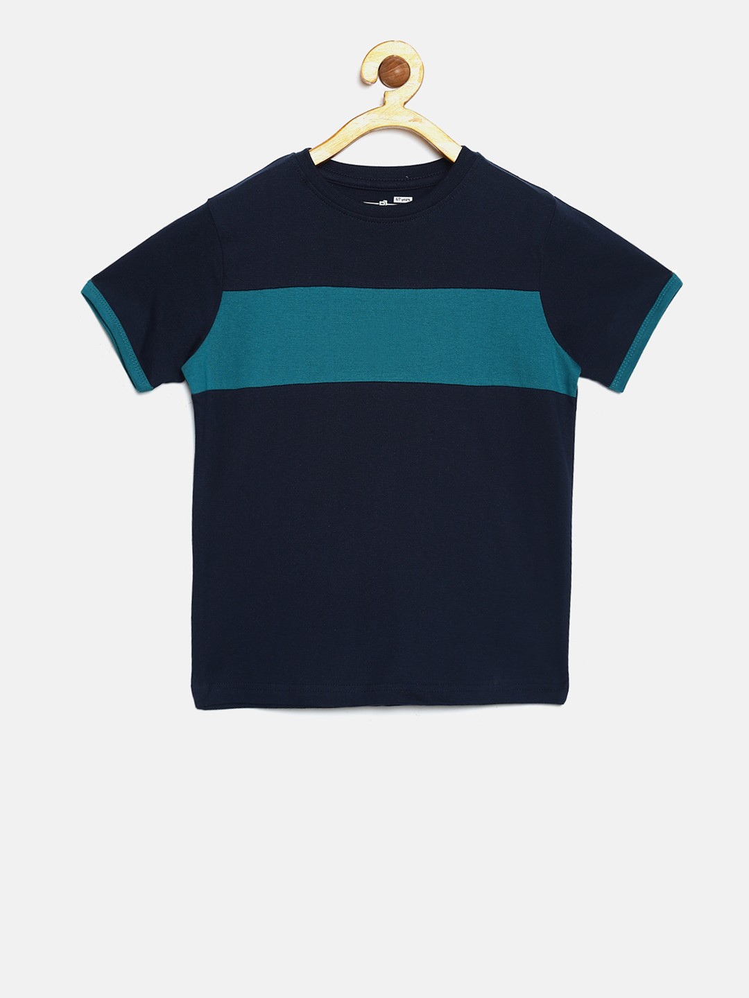 

DILLINGER Boys Navy Blue Colourblocked Round Neck Pure Cotton T-shirt