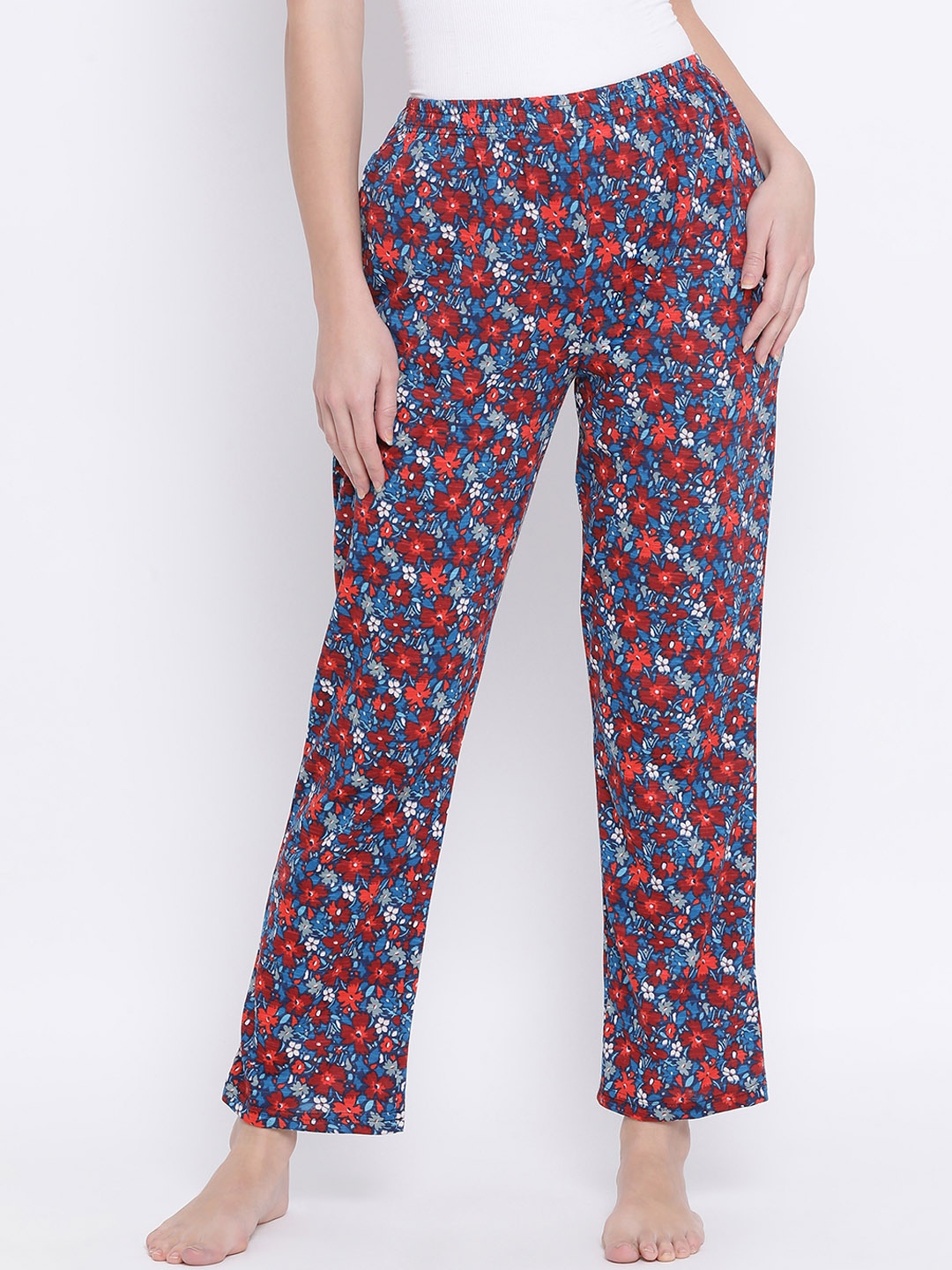 

Clovia Women Blue & Red Floral Printed Lounge Pants LB0176G08S
