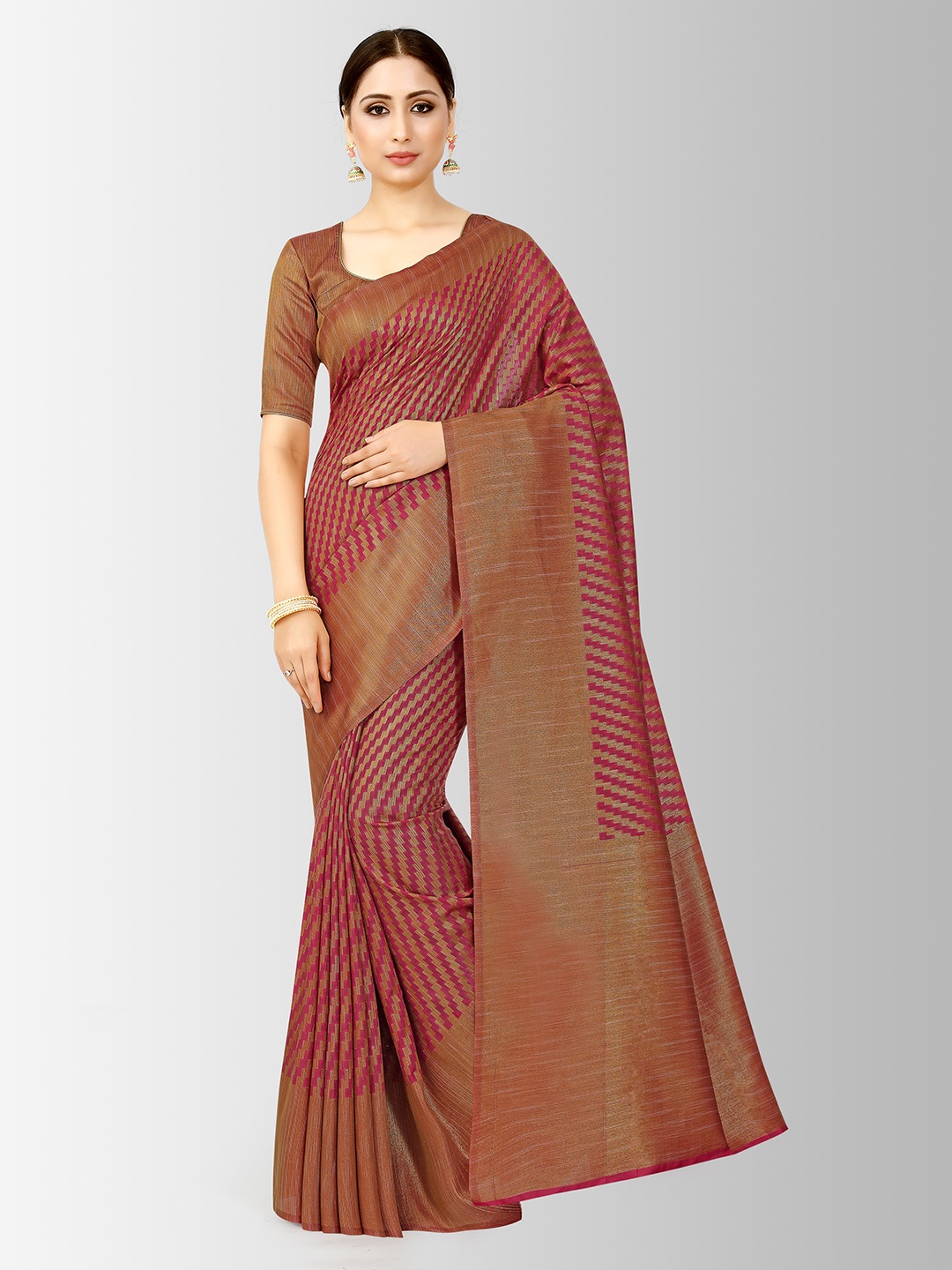 

MIMOSA Maroon Art Silk Checked Patola Saree