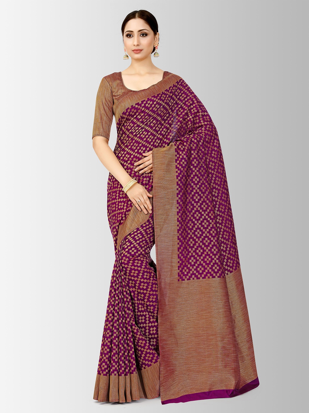 

MIMOSA Purple Art Silk Woven Design Patola Saree