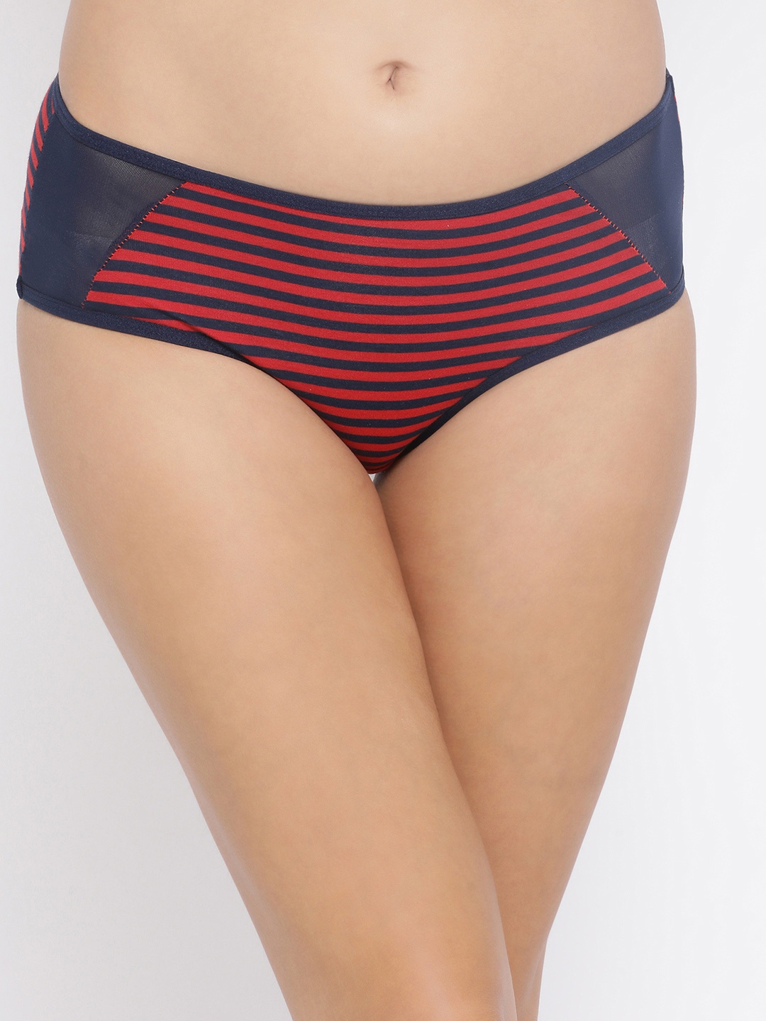 

Clovia Women Red & Navy Blue Striped Mid-Rise Hipster Briefs PN3392P04S