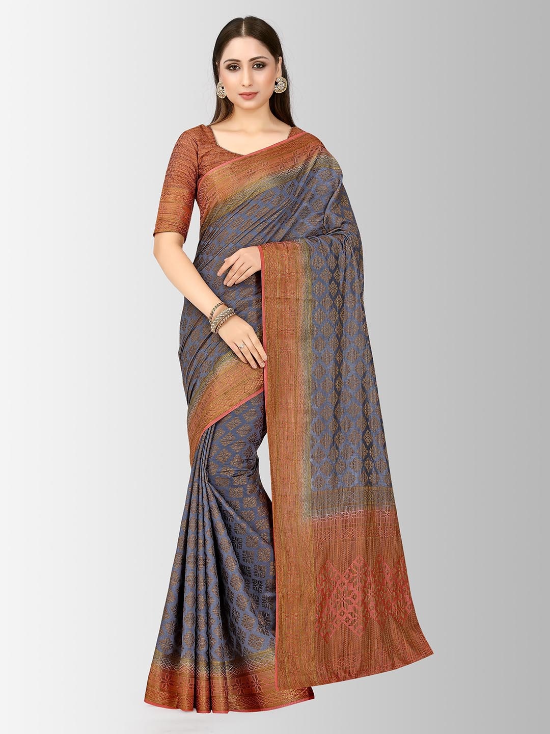

MIMOSA Grey Art Silk Woven Design Patola Saree