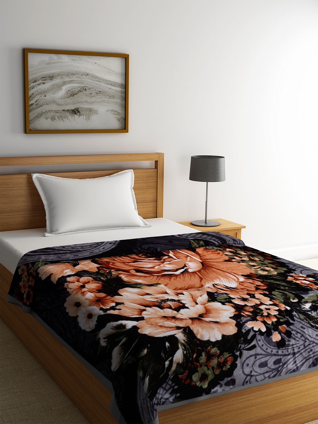 

BOMBAY DYEING Multicoloured Floral Heavy Winter 600 GSM Single Bed Blanket, Multi