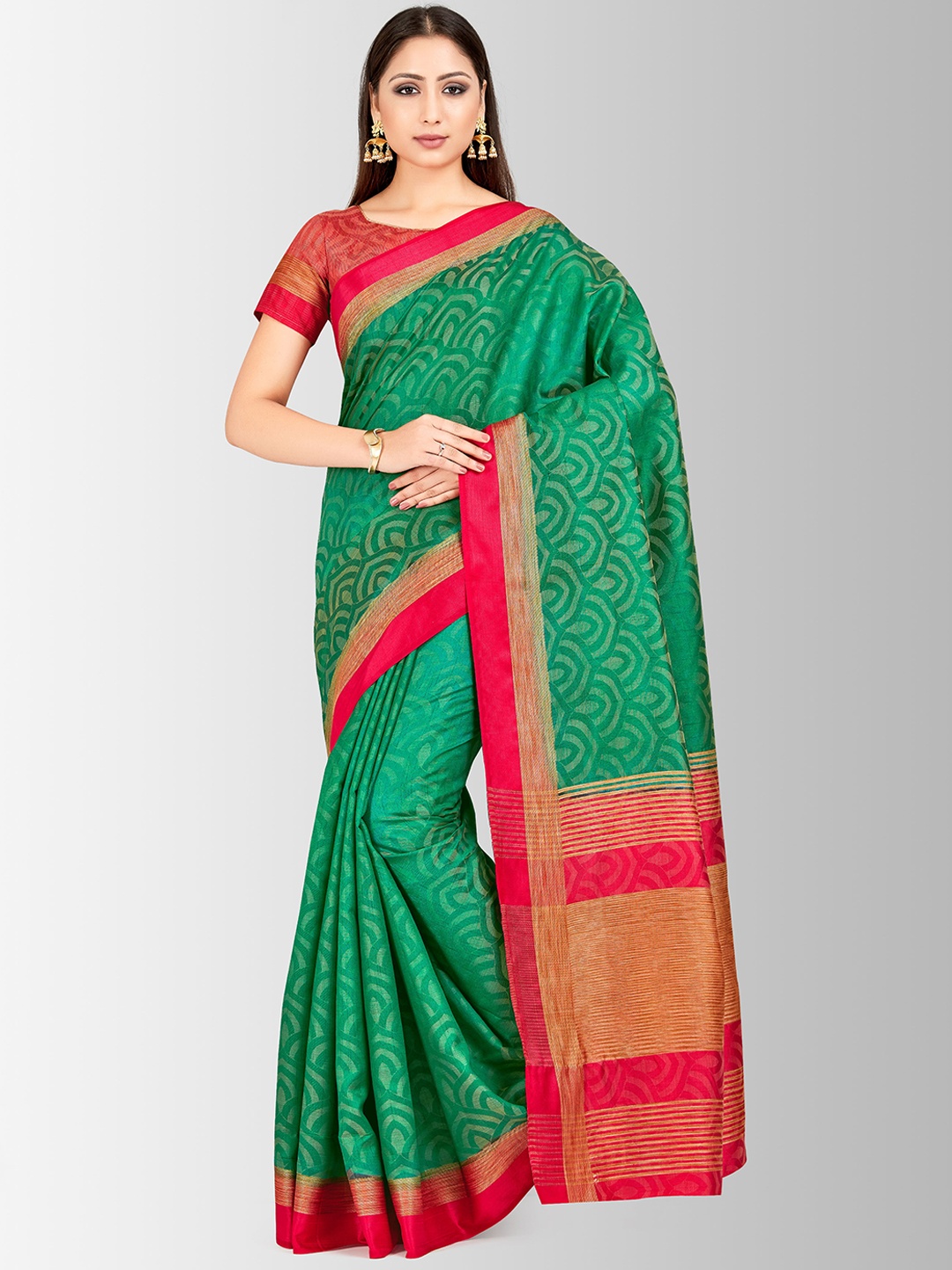 

MIMOSA Green Art Silk Woven Design Banarasi Saree