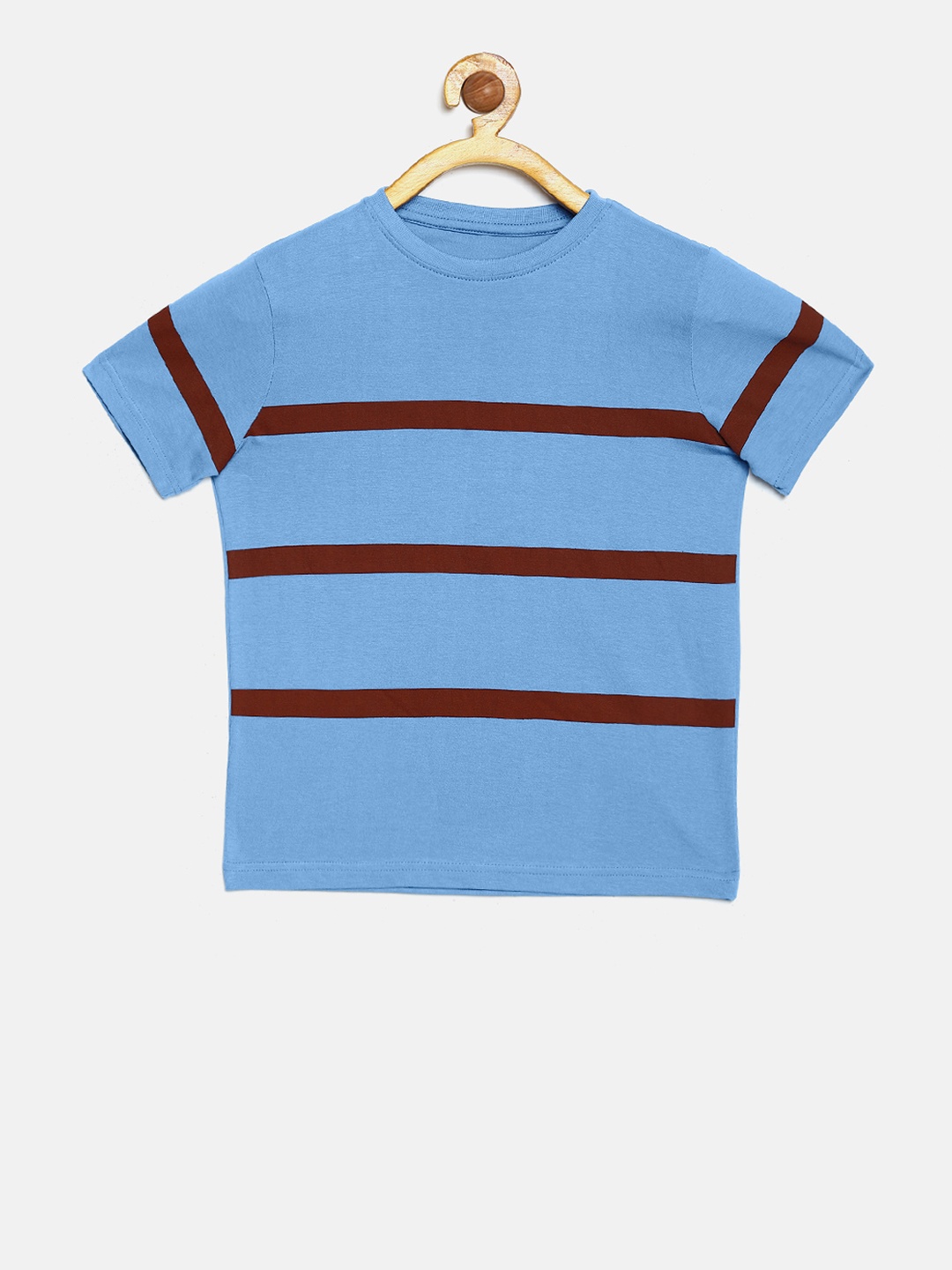 

DILLINGER Boys Blue Maroon Striped Round Neck Pure Cotton T-shirt