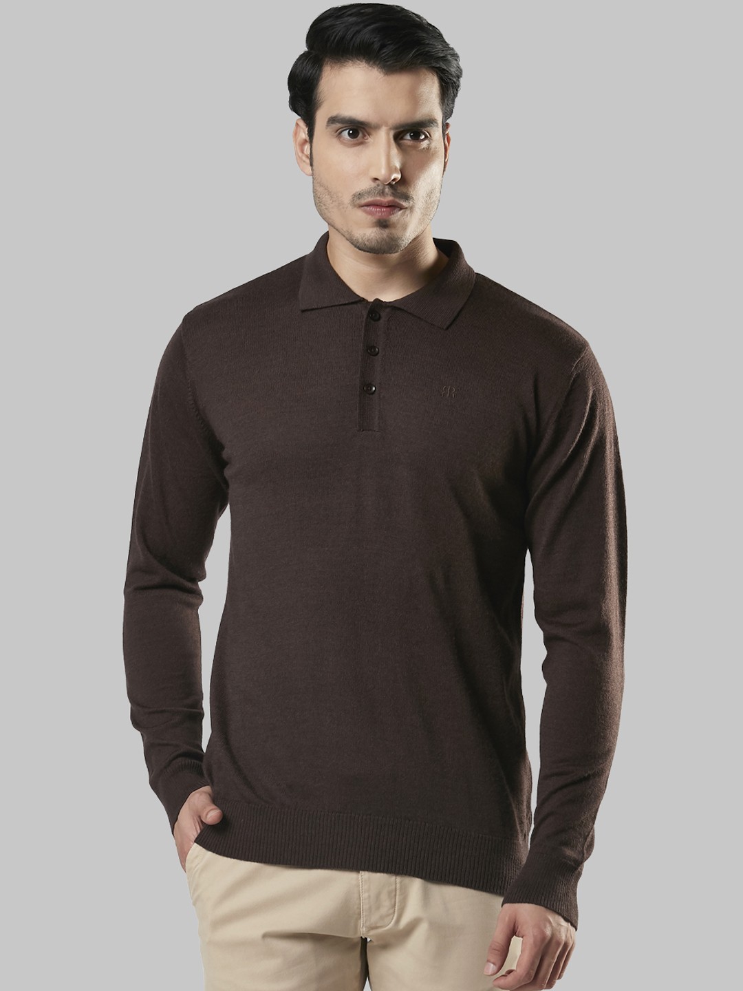 

Raymond Men Brown Solid Pullover Sweater