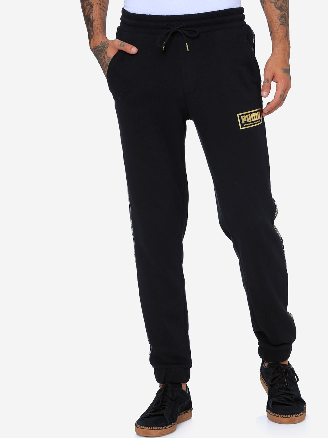 

Puma Men Navy Black Solid Cotton Joggers