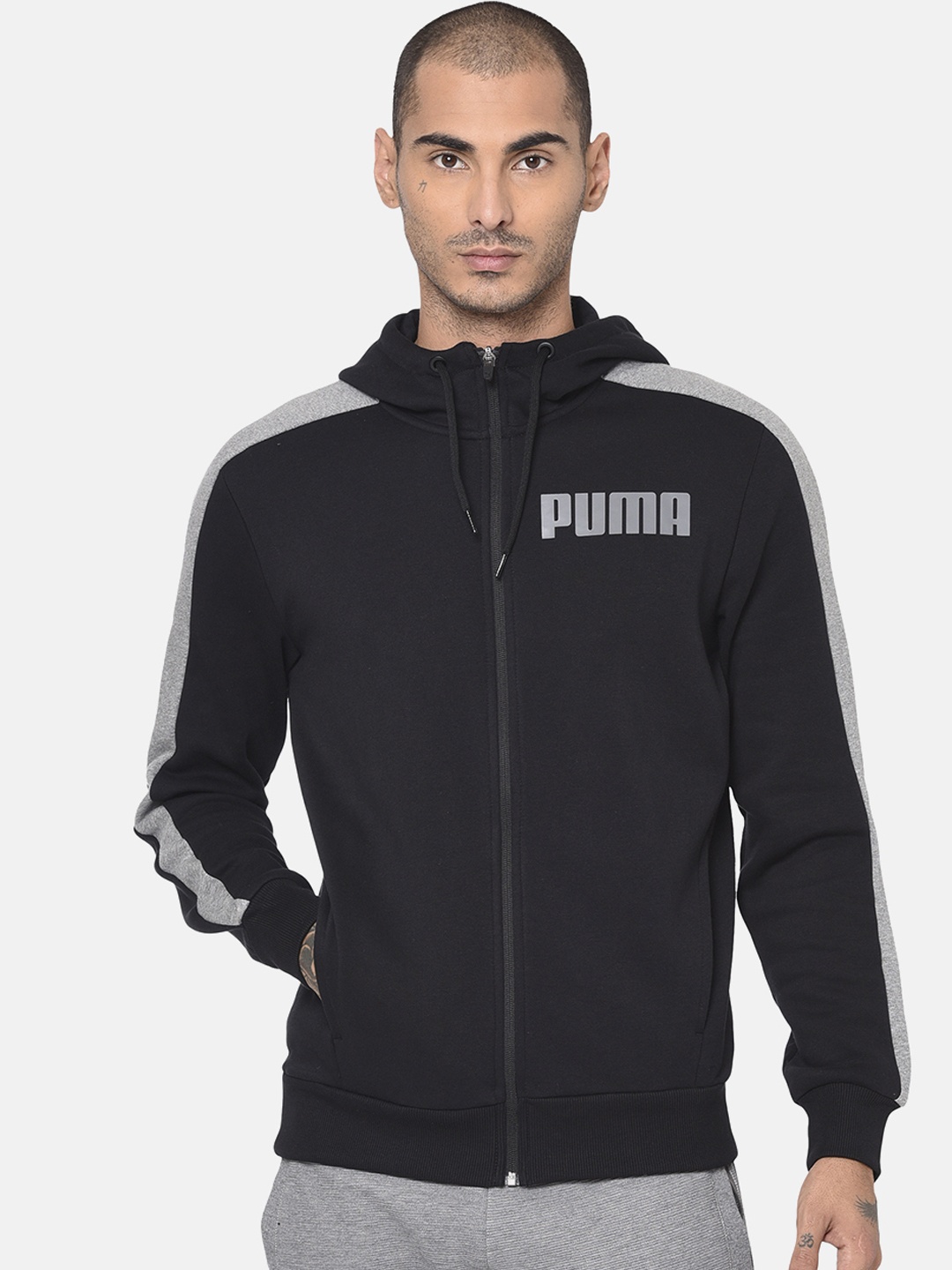 

Puma Men Black Solid Contrast FZ Sporty Jacket