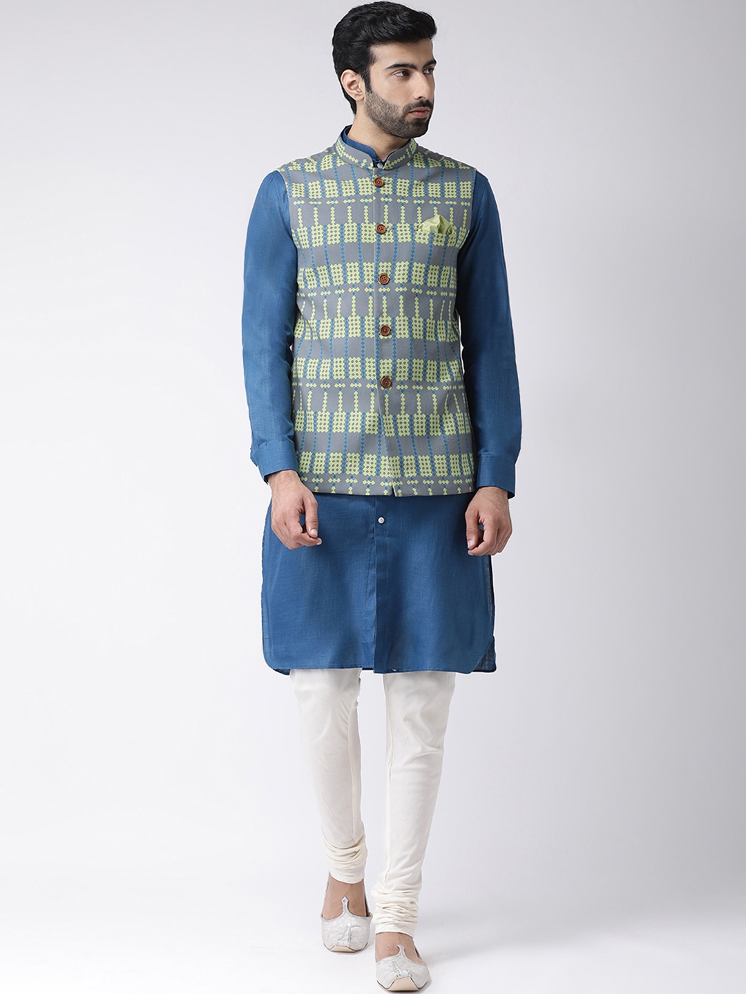 

KISAH Men Blue & Off-White Printed Kurta Set