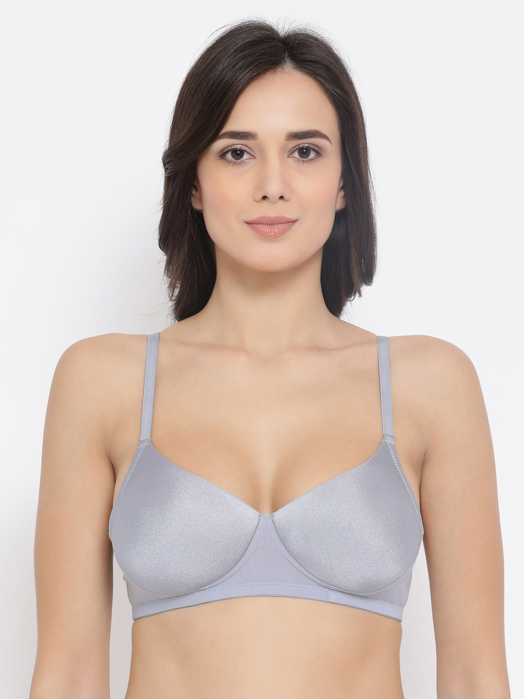 

Clovia Grey Solid Non-Wired Lightly Padded T-shirt Bra BR1569R0132B