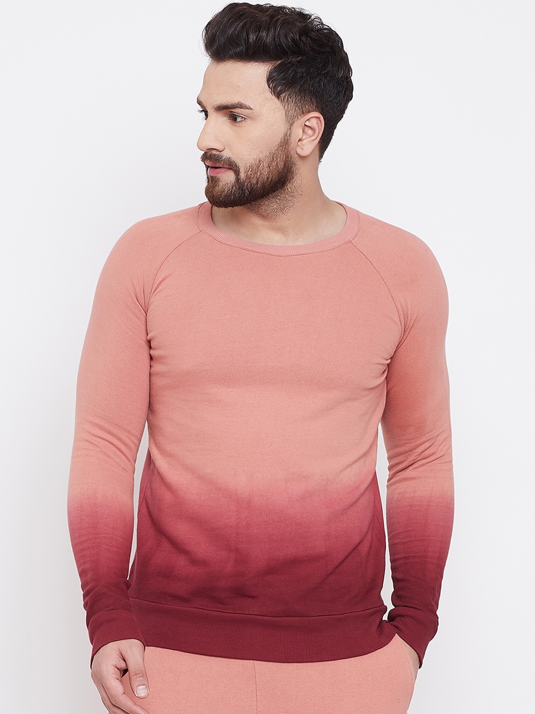 

FUGAZEE Men Pink & Maroon Ombre Sweatshirt