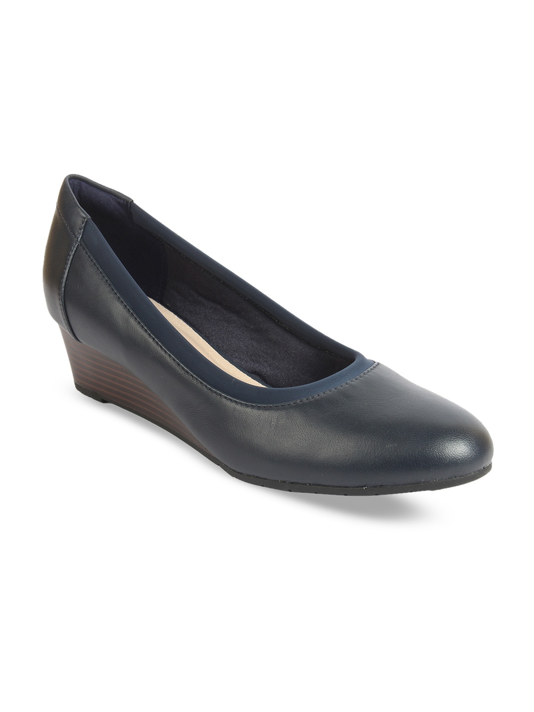 

Clarks Women Navy Blue Solid Leather Pumps