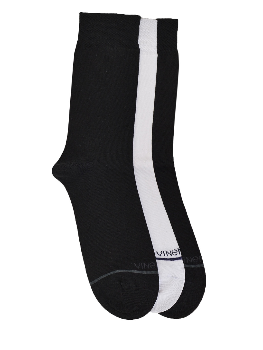 

VINENZIA Men Pack Of 3 Solid Calf Length Formal Socks, Black