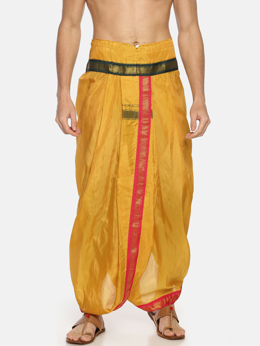 

Sethukrishna Men Mustard Yellow Solid Readymade Dhoti Pant