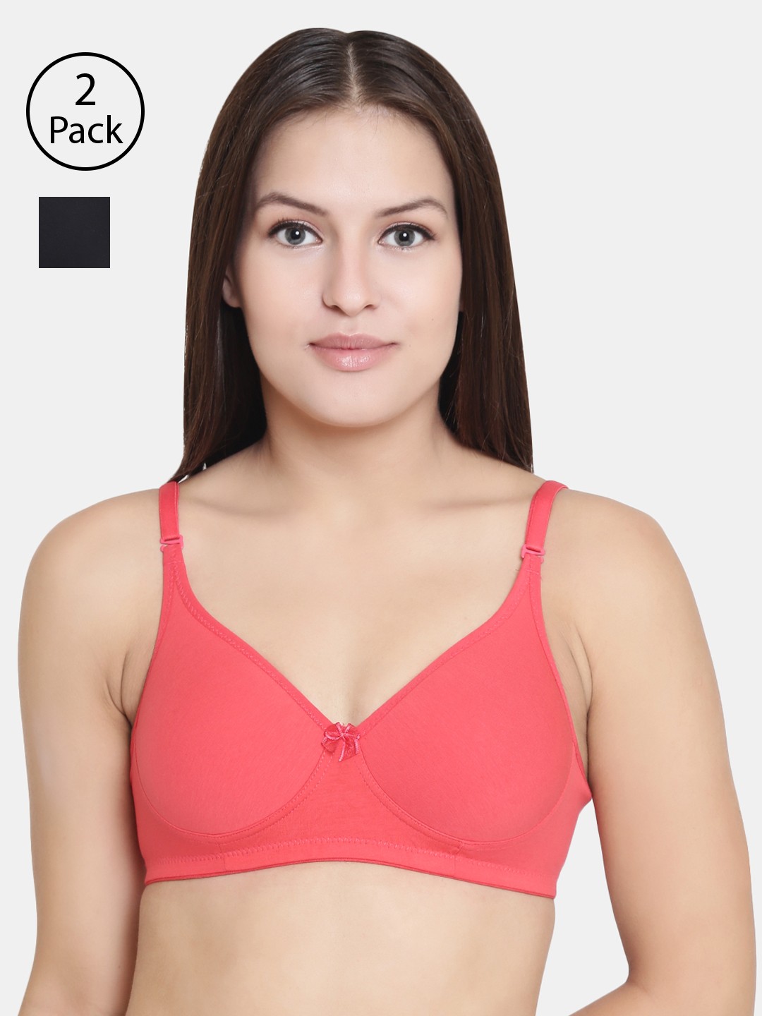 

Floret Pack of 2 Solid Non-Wired Lightly Padded T-shirt Bras F20560, Peach