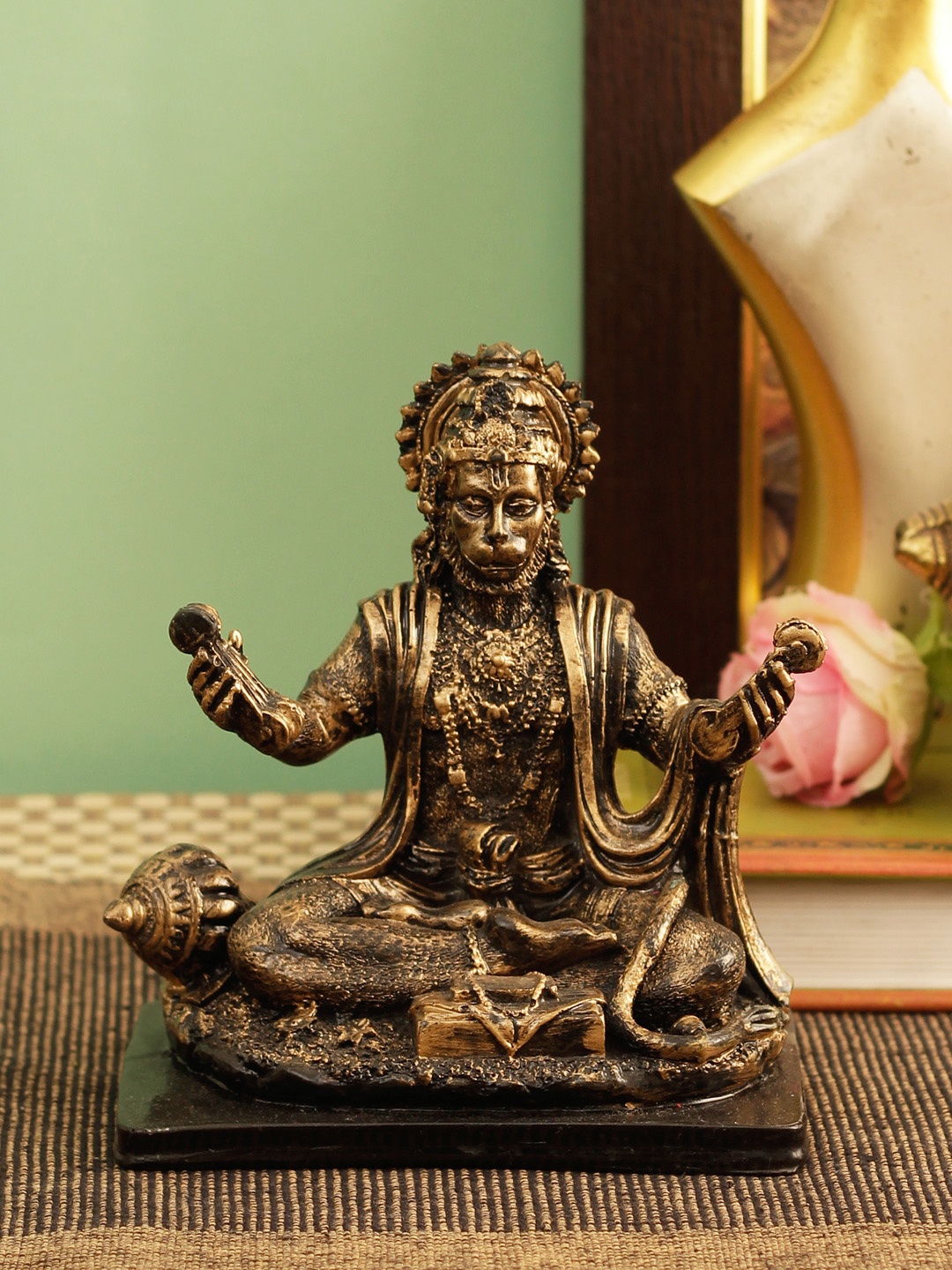 TIED RIBBONS Brown & Gold-Toned Lord Hanuman Idol Showpiece