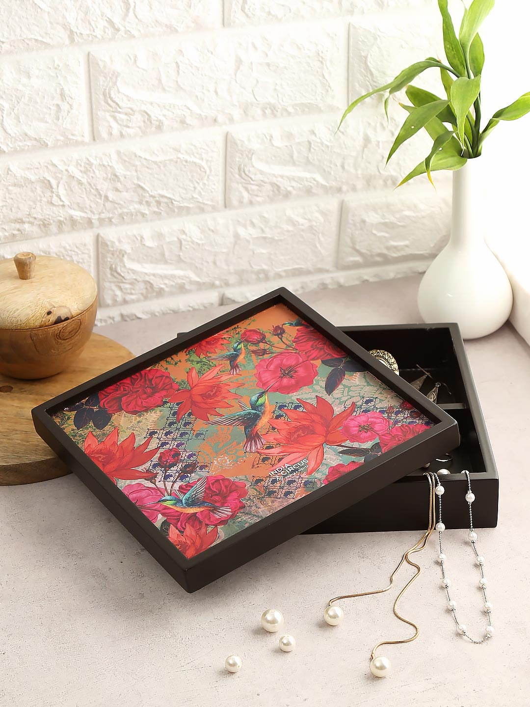 

India Circus by Krsnaa Mehta Orange & Pink Floral Kingdom Small Storage Box