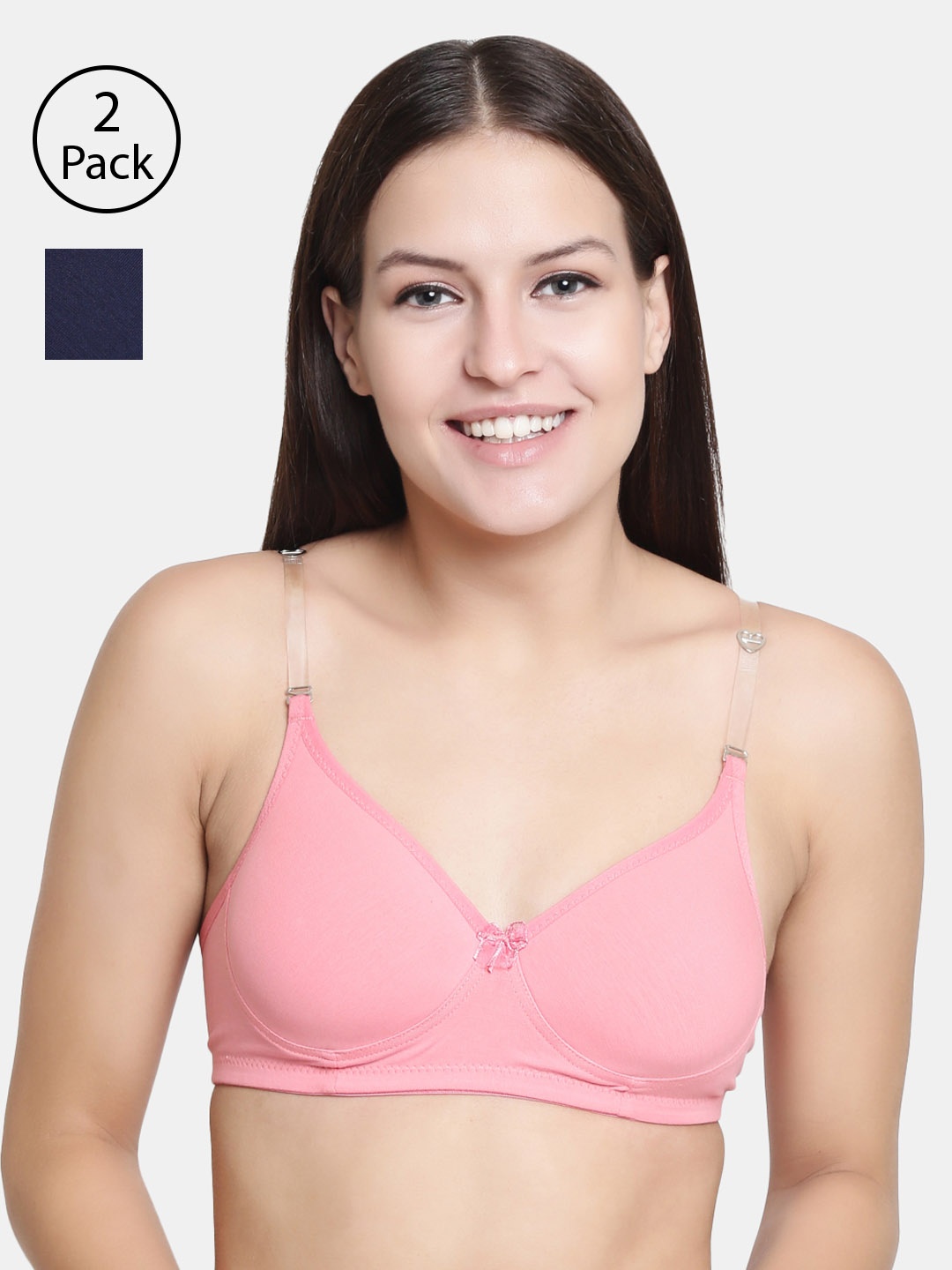 

Floret Pack of 2 Solid Non-Wired Lightly Padded T-shirt Bras F20560, Rose