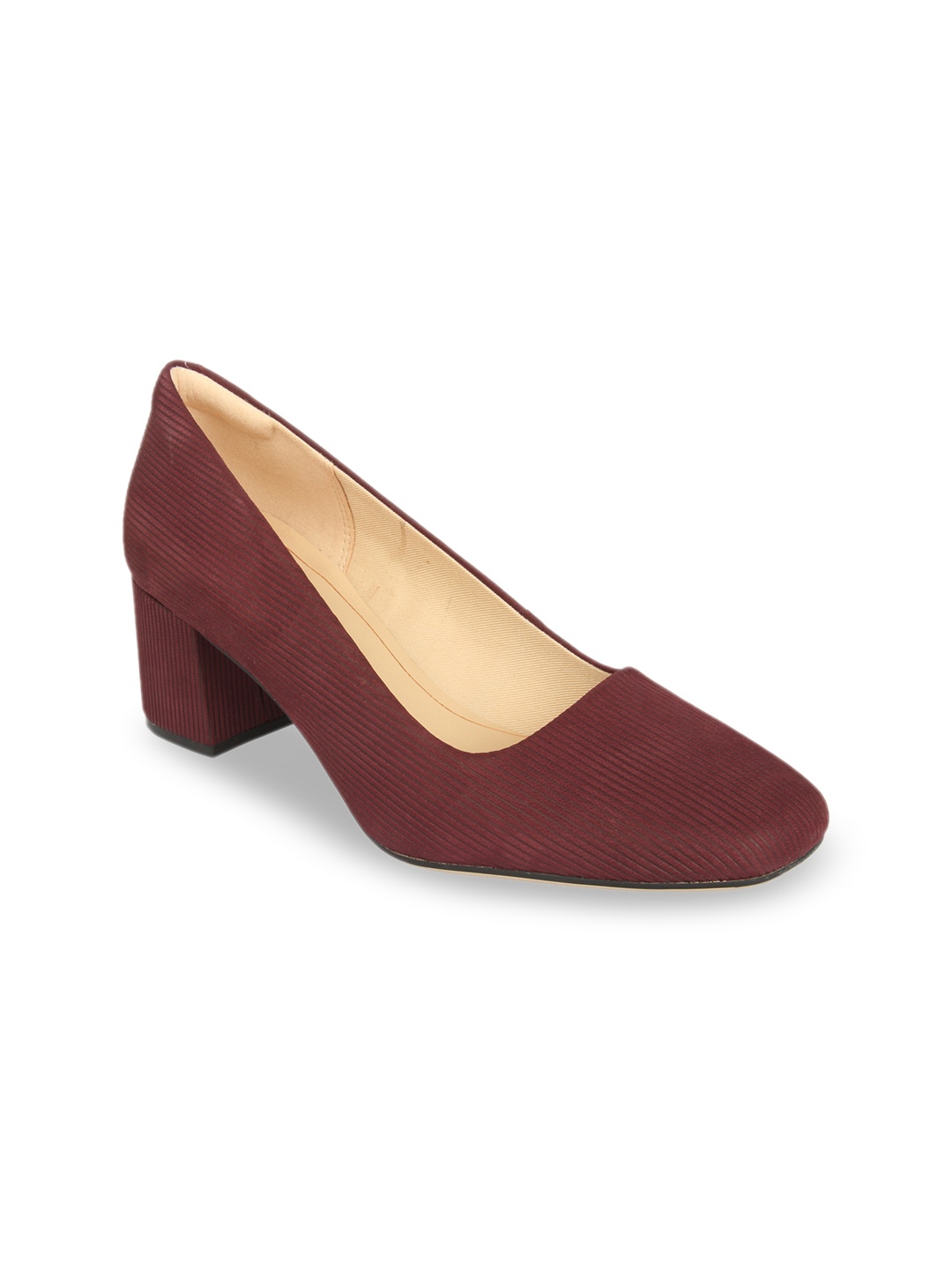 

Clarks Women Burgundy Striped Leather Pumps