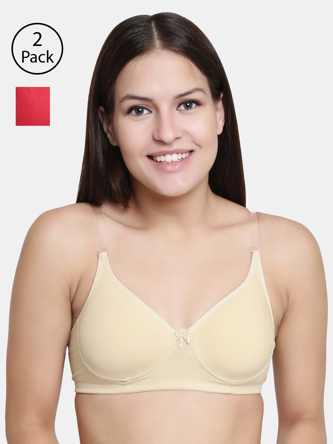 

Floret Beige & Red Solid Non-Wired Lightly Padded T-shirt Bra F20560