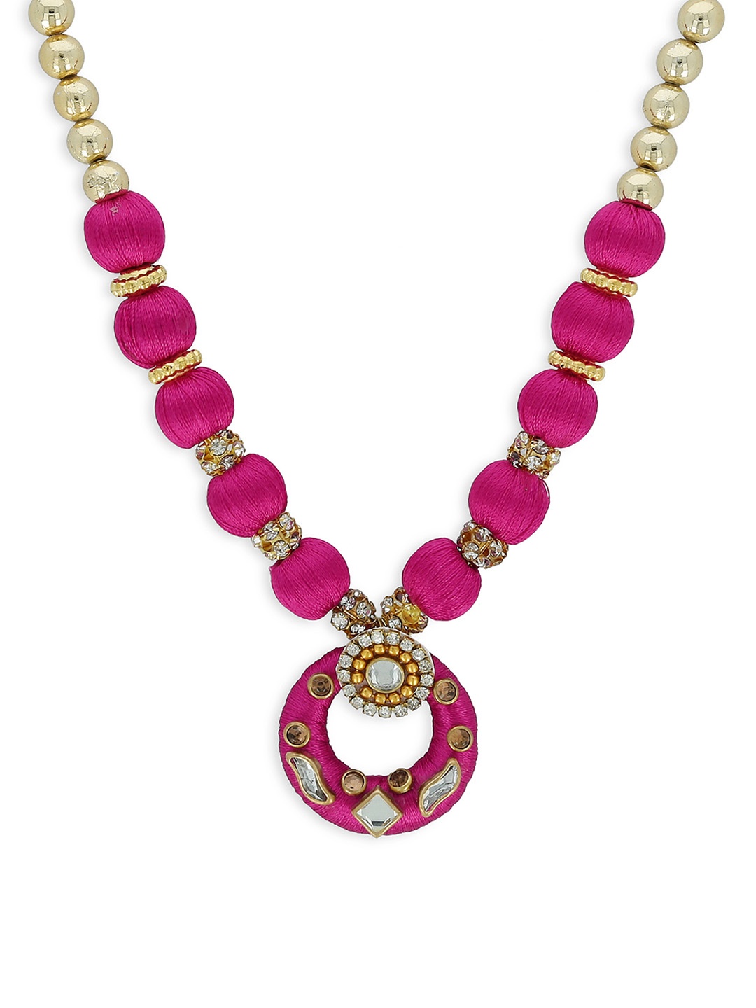 

AKSHARA Girls Gold-Plated & Pink Handcrafted Necklace