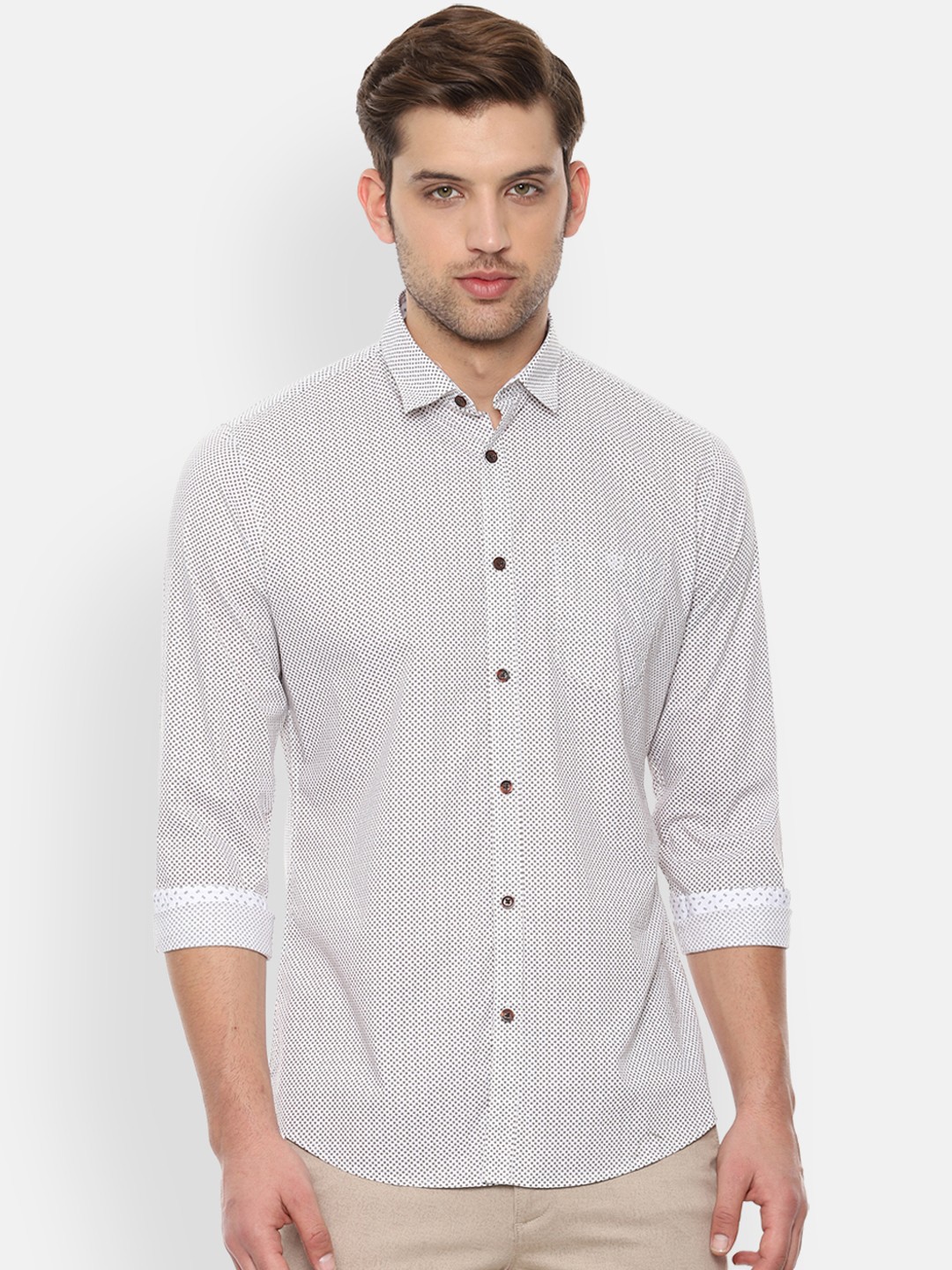 

Van Heusen Sport Men White & Green Slim Fit Printed Casual Shirt