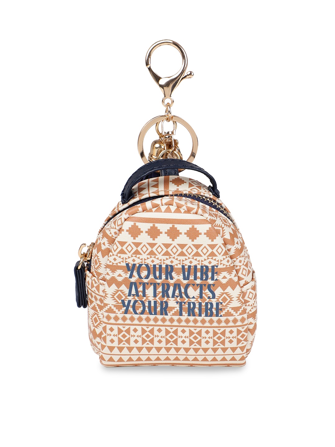 

Chumbak Beige & Brown Printed Tasselled Clutch