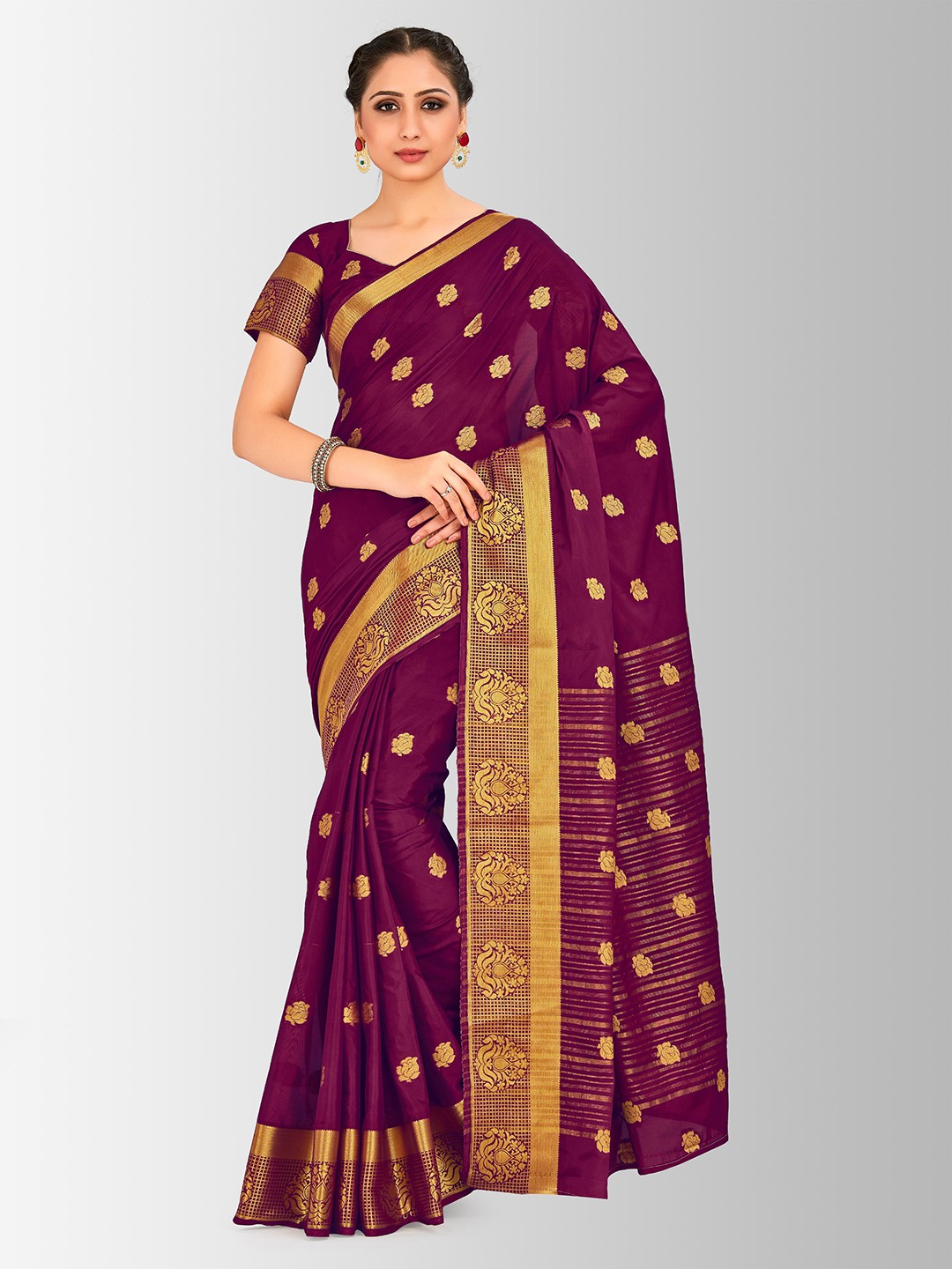 

MIMOSA Purple Poly Crepe Embellished Mysore Silk Saree