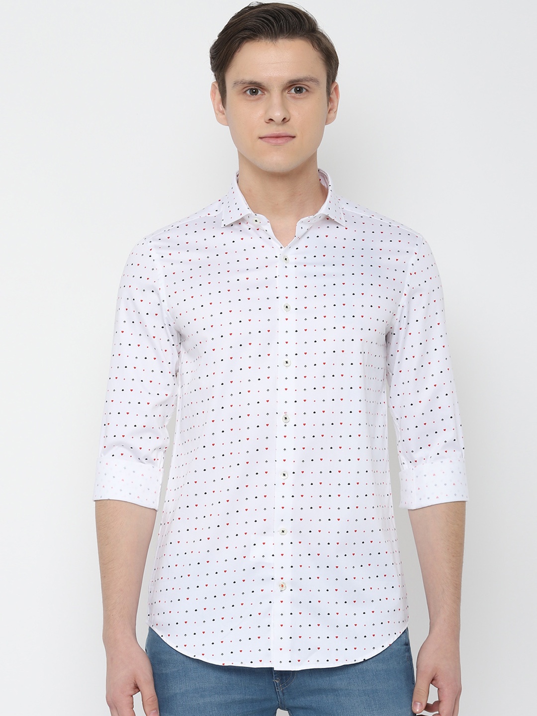 

SIMON CARTER LONDON Men White Slim Fit Printed Casual Shirt