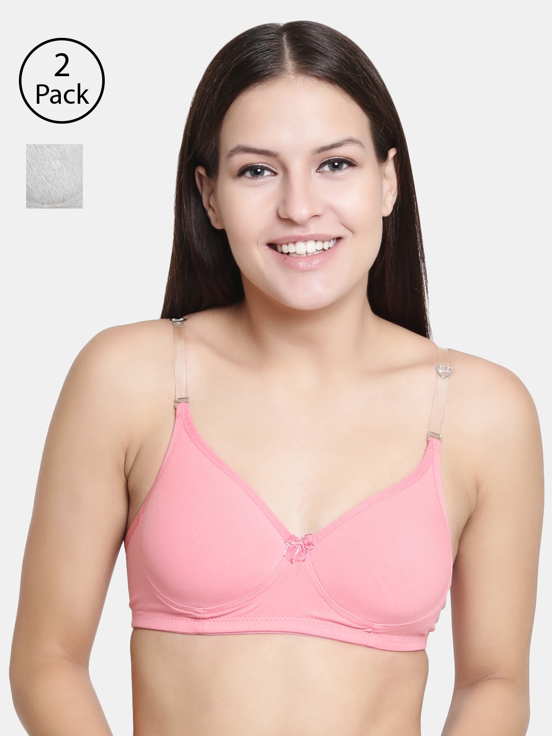 

Floret Pack of 2 Solid Non-Wired Lightly Padded T-shirt Bras, Rose