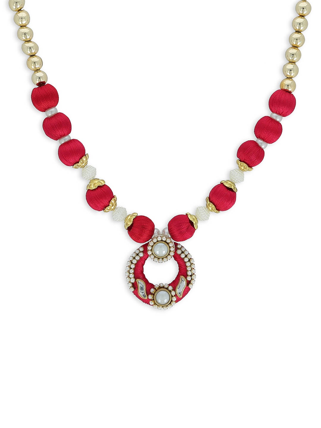 

AKSHARA Girls Red & Gold-Plated Handcrafted Necklace