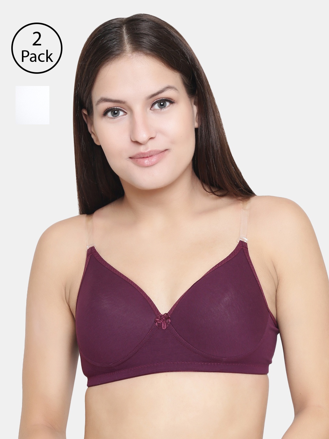 

Floret Burgundy & White Solid Non-Wired Lightly Padded T-shirt Bra F20560