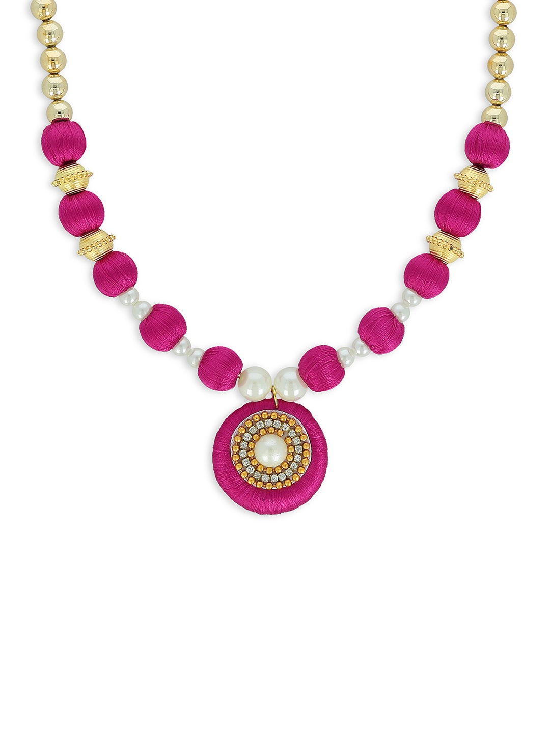 AKSHARA Girls Gold-Plated & Pink Alloy Kundan Handcrafted Necklace