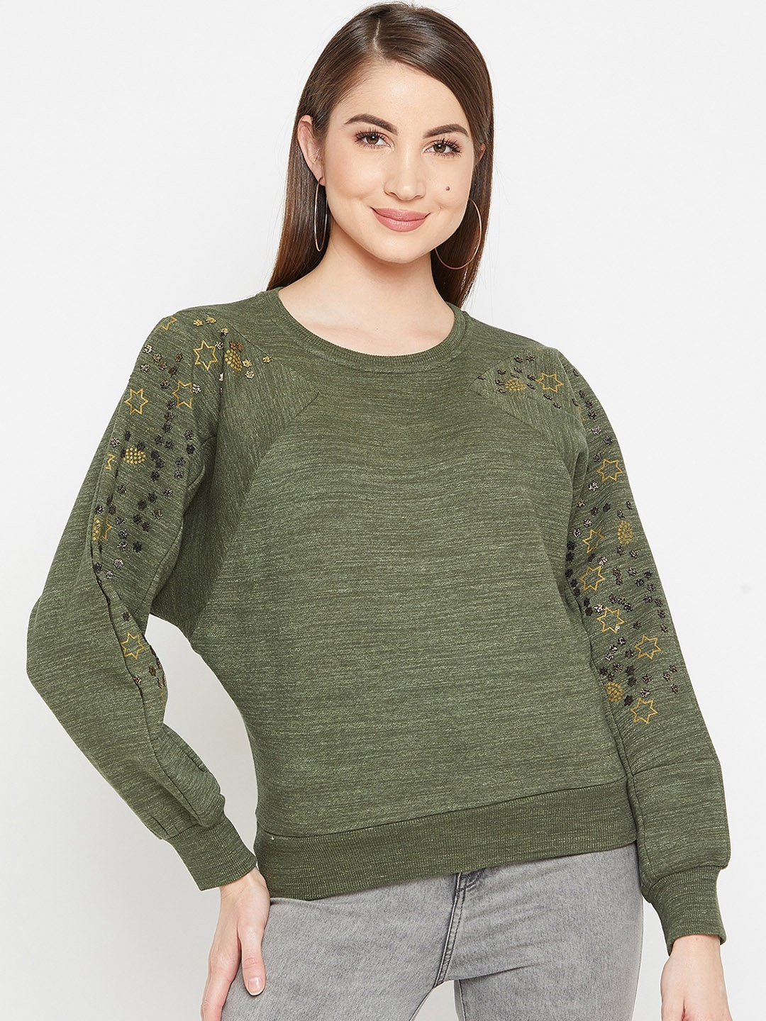 

Carlton London Women Green Embellished Sweatshirt