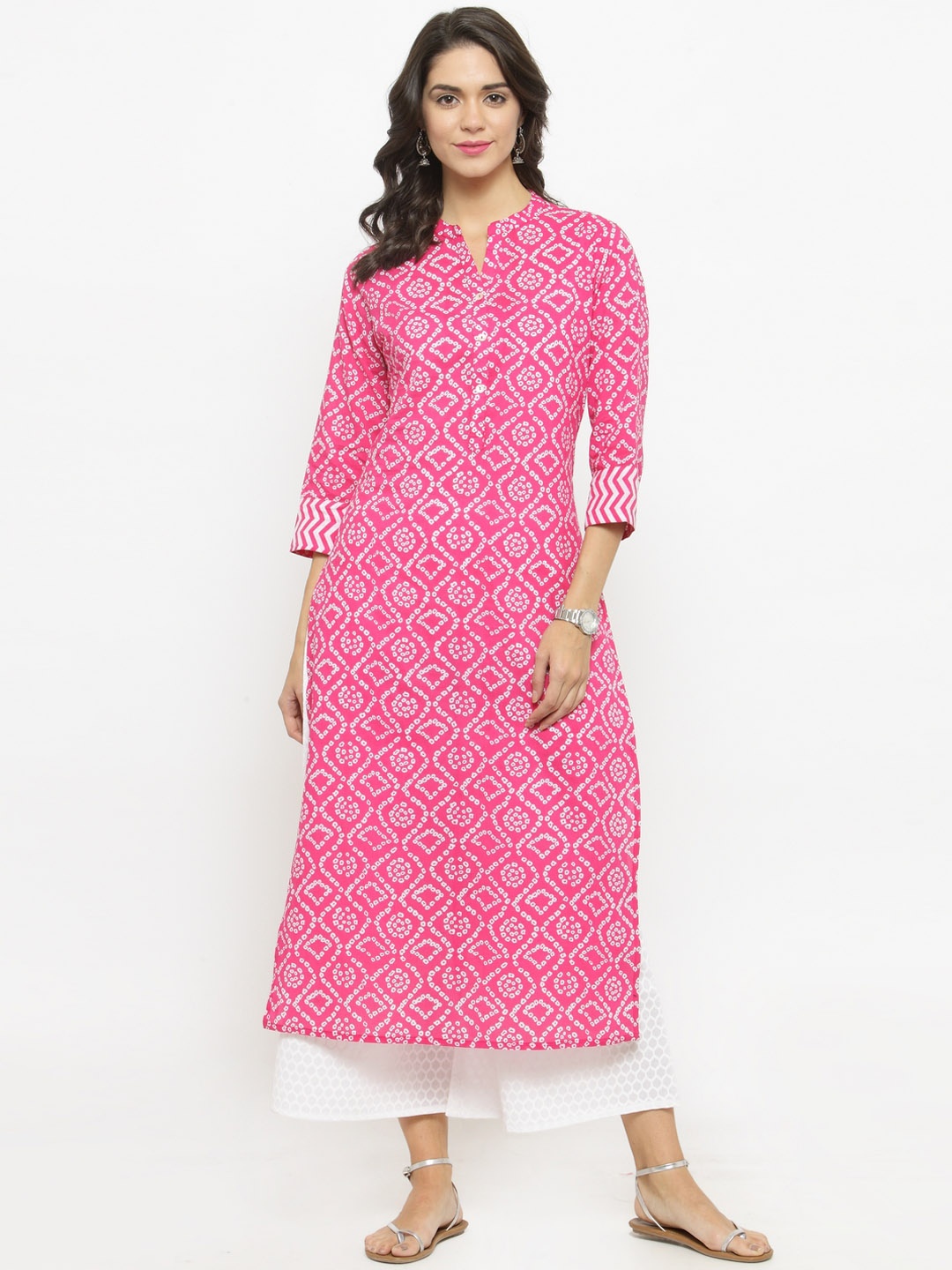 

Varanga Women Pink & White Printed Kurta with Palazzos