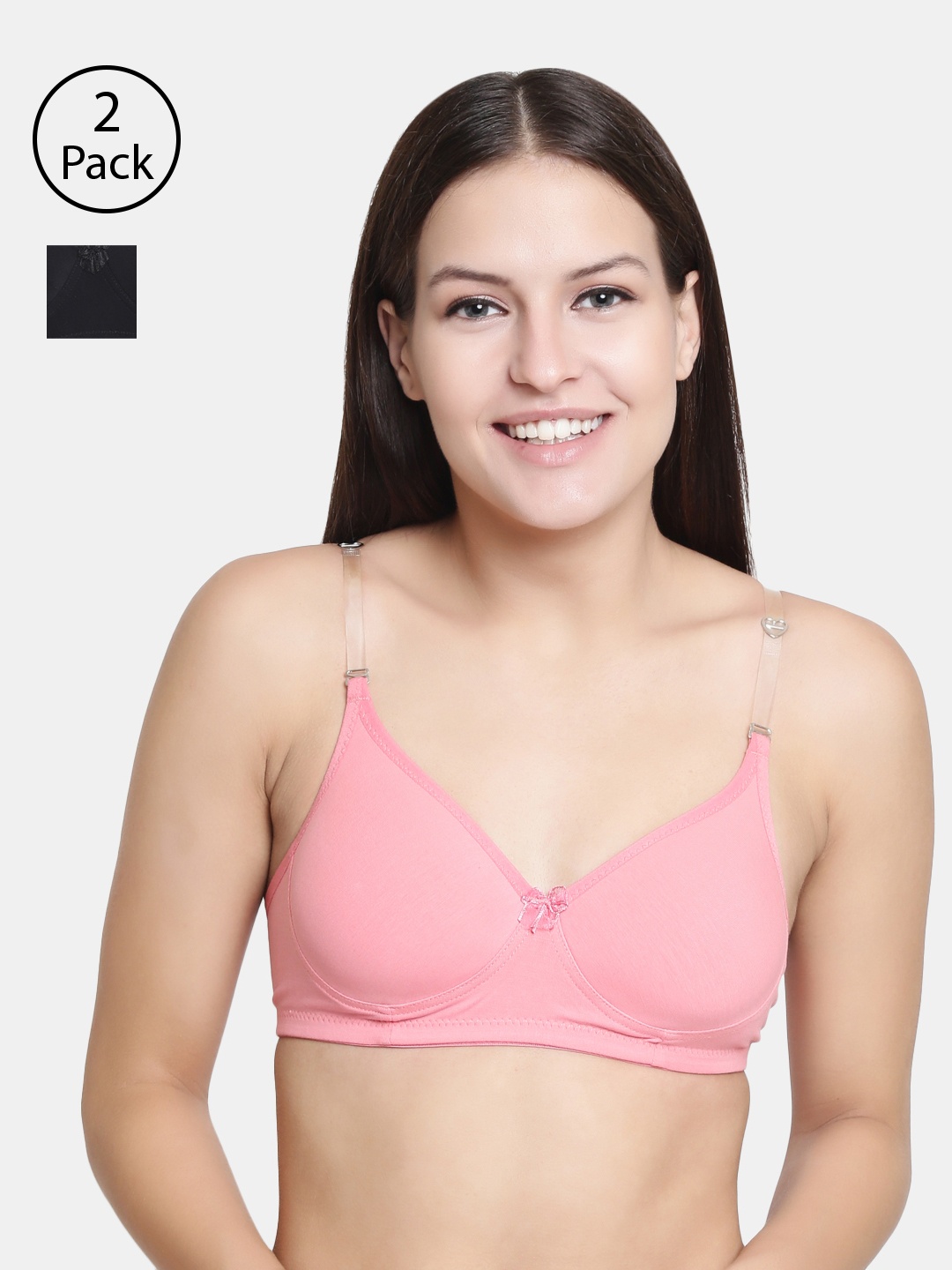 

Floret Pack of 2 Solid Non-Wired Lightly Padded T-shirt Bras, Rose