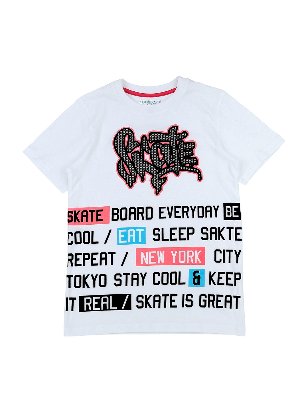 

Pantaloons Junior Boys White Printed Round Neck T-shirt
