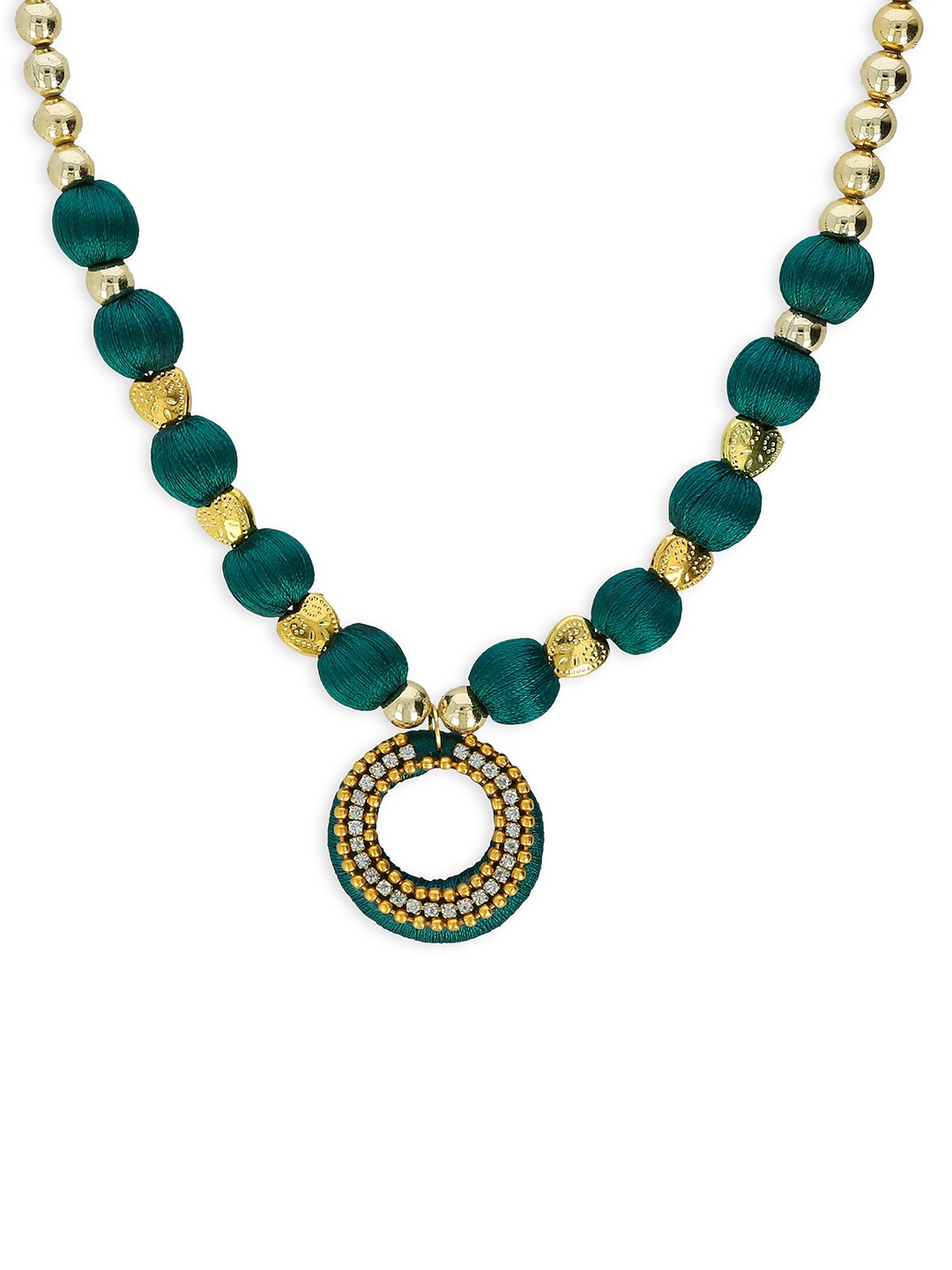 

AKSHARA Girls Green & Gold-Plated Alloy Handcrafted Necklace