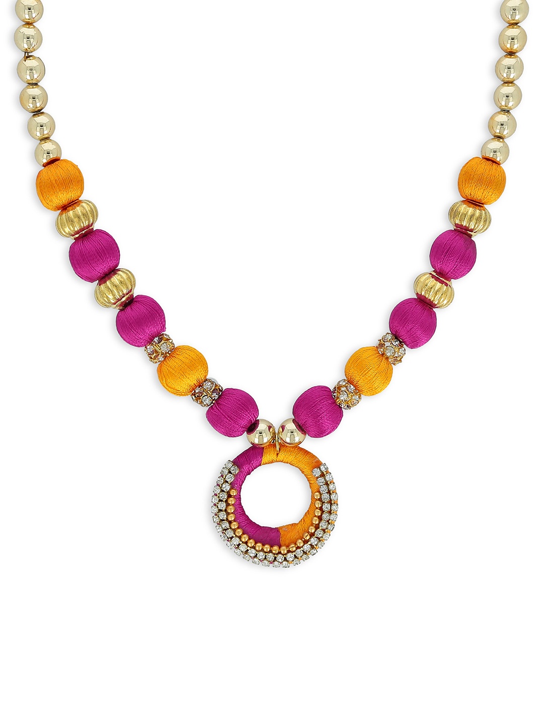 AKSHARA Girls Pink & Gold-Plated Handcrafted Necklace