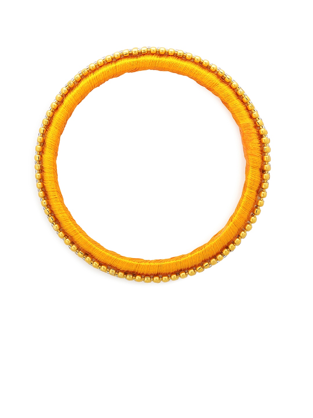 

AKSHARA Girls Set of 2 Yellow & Gold-Toned Stone-Studded Handcrafted Bangles