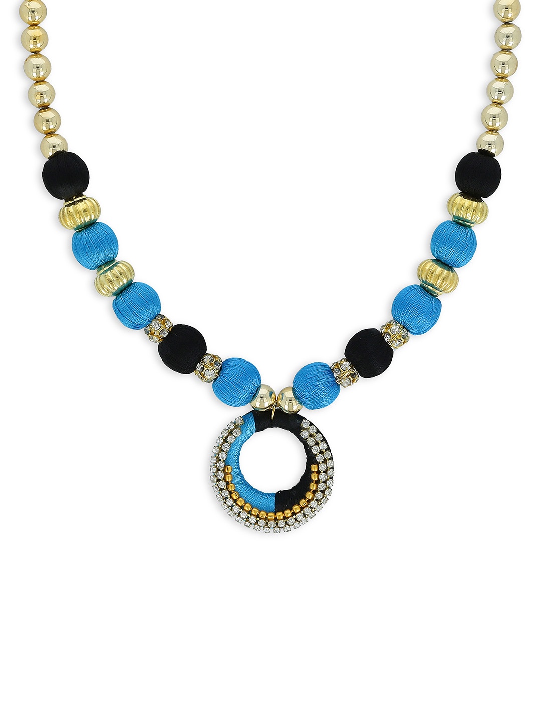 

AKSHARA Girls Blue & Gold-Plated Alloy Handcrafted Necklace