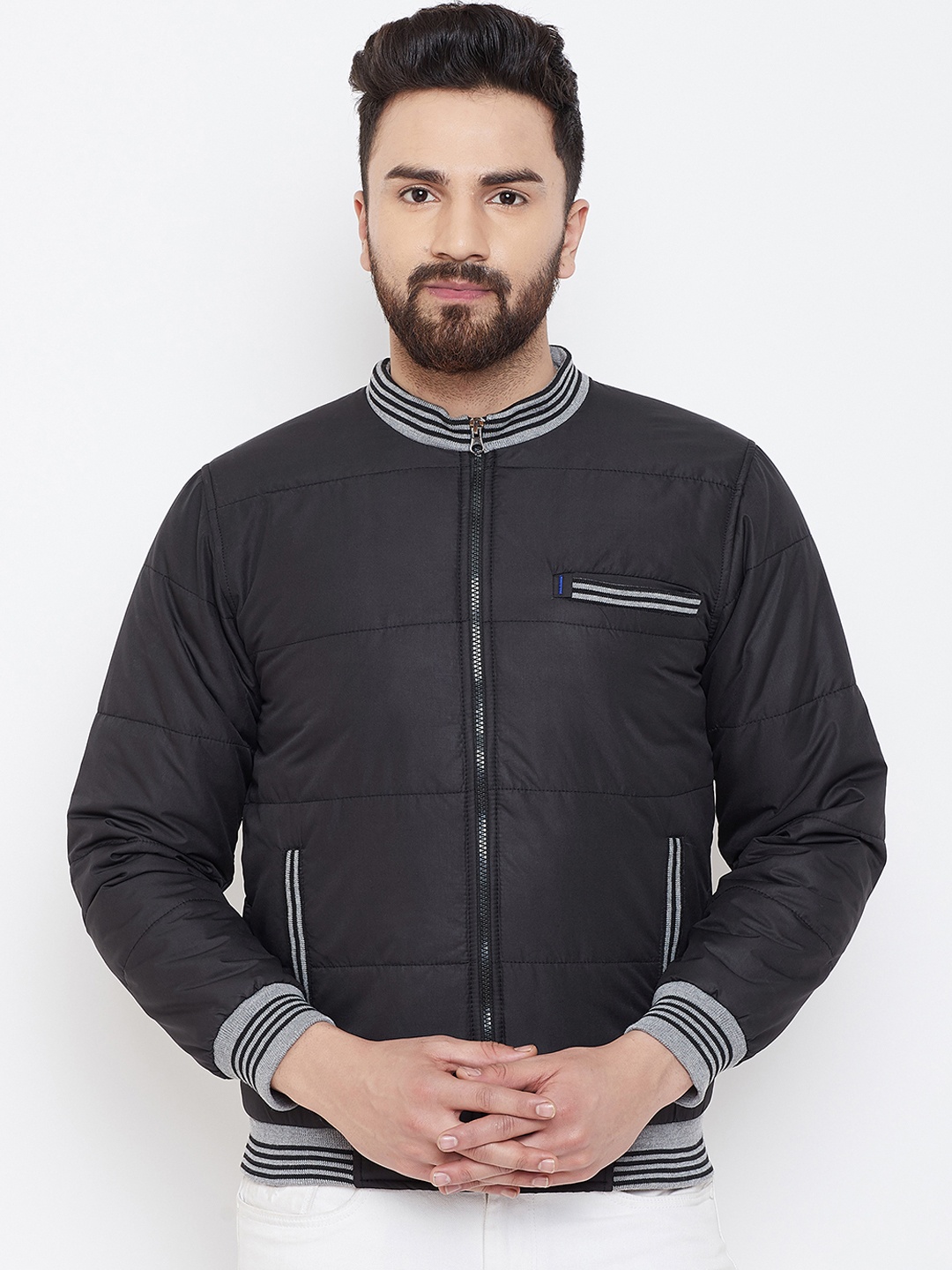 

Adobe Men Black Solid Padded Jacket
