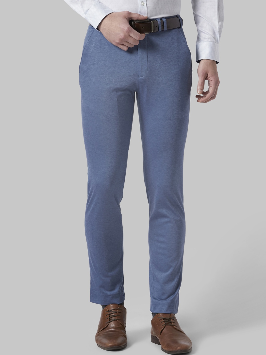 

Park Avenue Men Blue Regular Fit Solid Formal Trousers