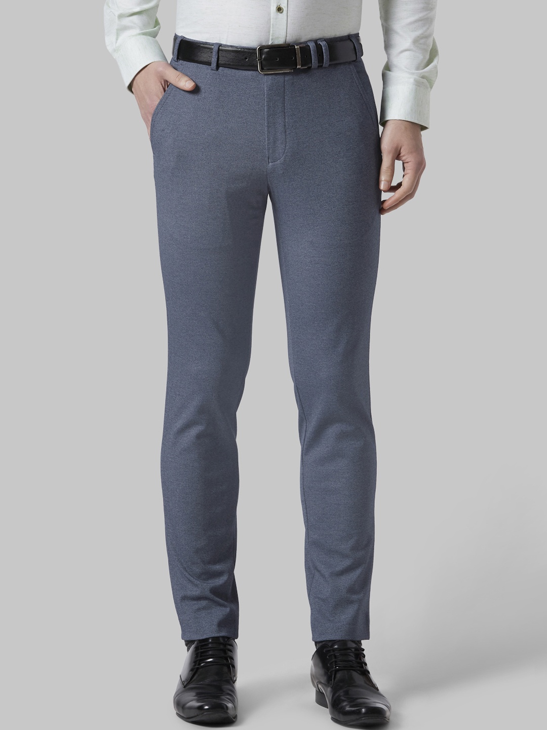 

Park Avenue Men Blue Regular Fit Self Design Formal Trousers