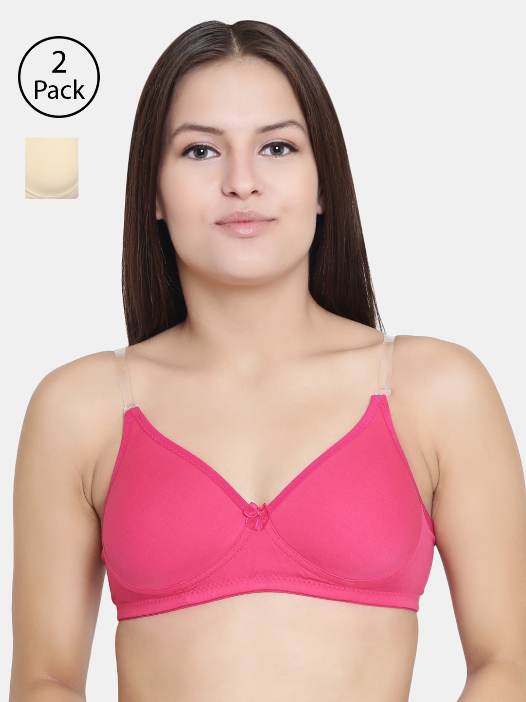 

Floret Pack of 2 Solid Non-Wired Lightly Padded T-shirt Bras, Magenta